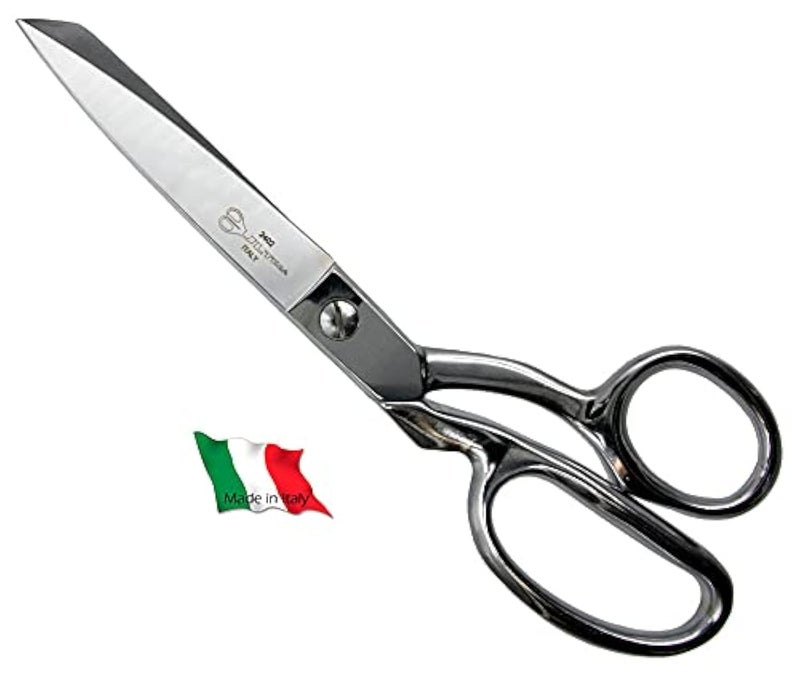 Ultima 8 Inch Dress Maker Scissors â€“ Drop Forged Carbon Steel Dressmakerâ€™s Sheers, Chrome Plated with Bent Handles, Made in Italy
